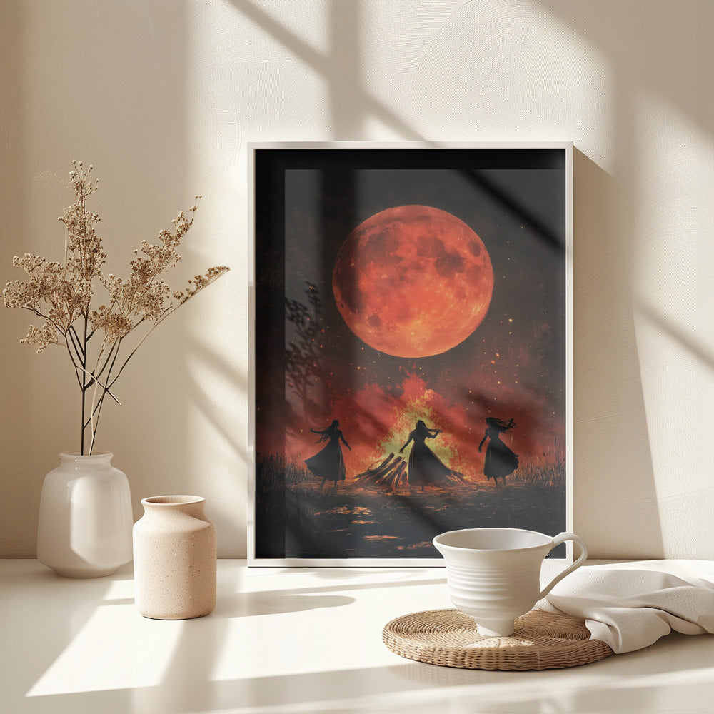 Dancing Witches Halloween Scene (1) - Poster / Art Print - interiör