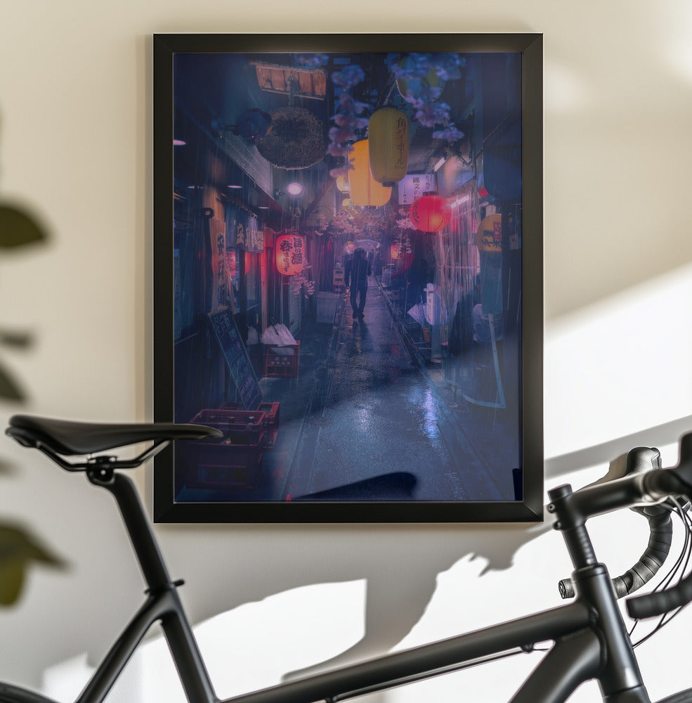Tokyo Blue Rain - Poster / Art Print - interiör