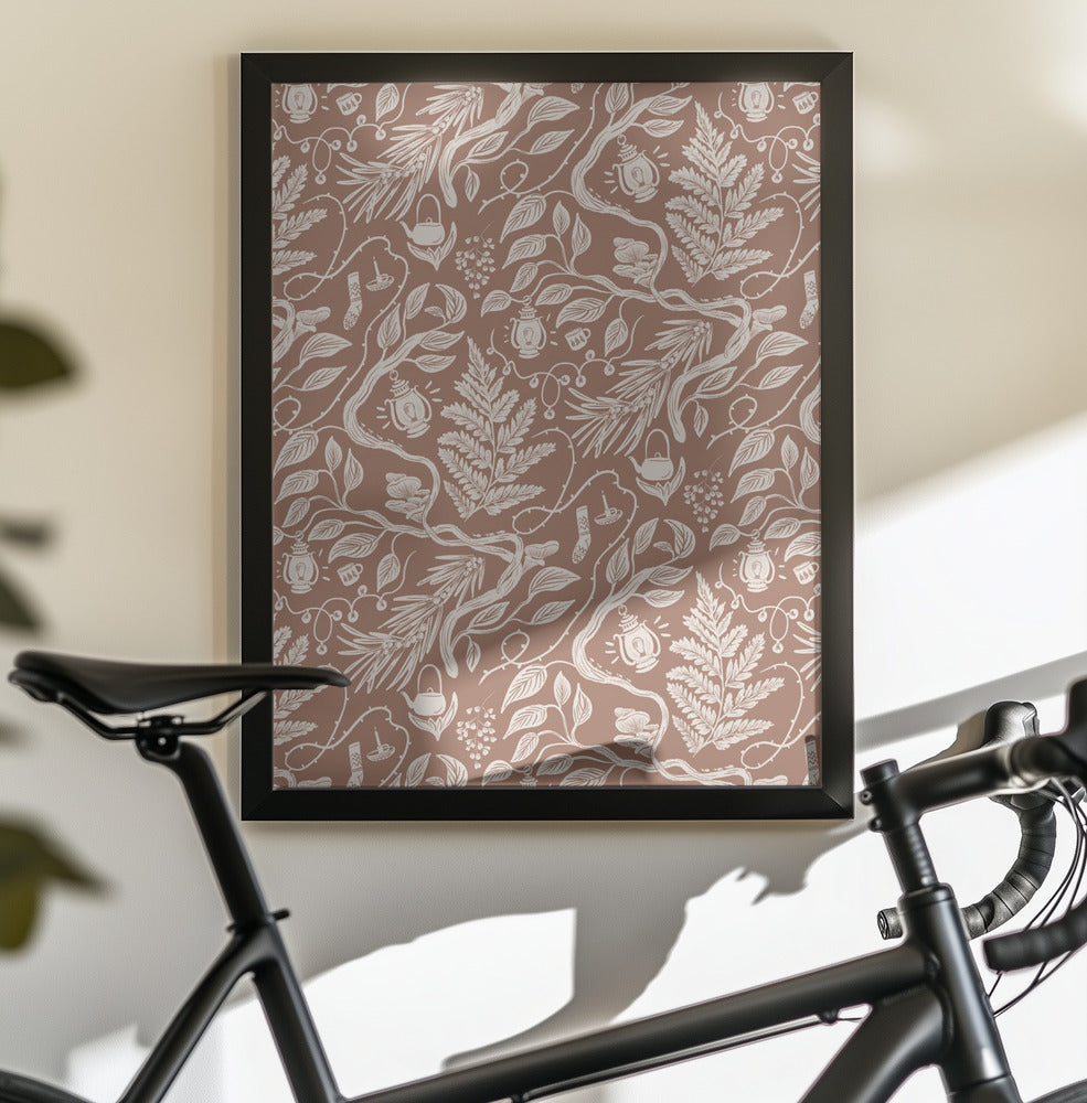 Cabincore Scene Pattern - Mocha Mousse - Poster / Art Print - interiör