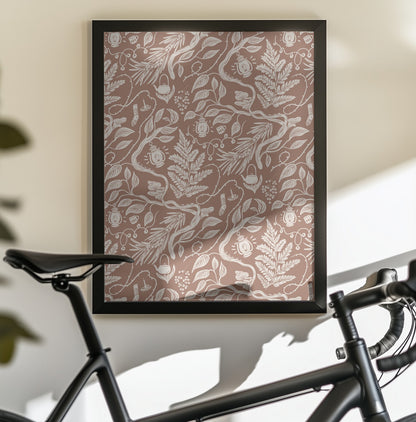 Cabincore Scene Pattern - Mocha Mousse - Poster / Art Print - interiör