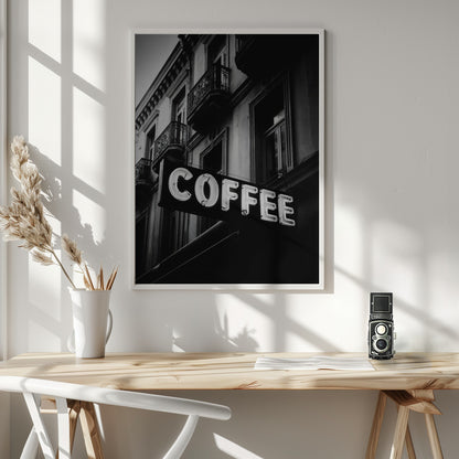 Vintage Coffee Sign No 2 - Poster / Art Print - interiör