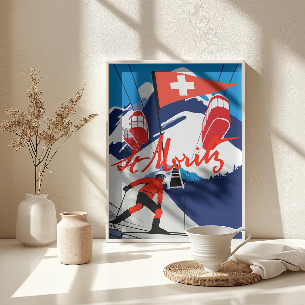 Winter Tourism: Vintage St.Moritz - Poster / Art Print - interiör