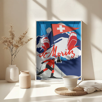Winter Tourism: Vintage St.Moritz - Poster / Art Print - interiör