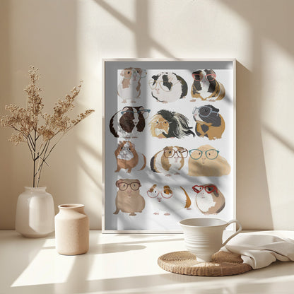 Guinea Pig in Glasses - Poster / Art Print - interiör