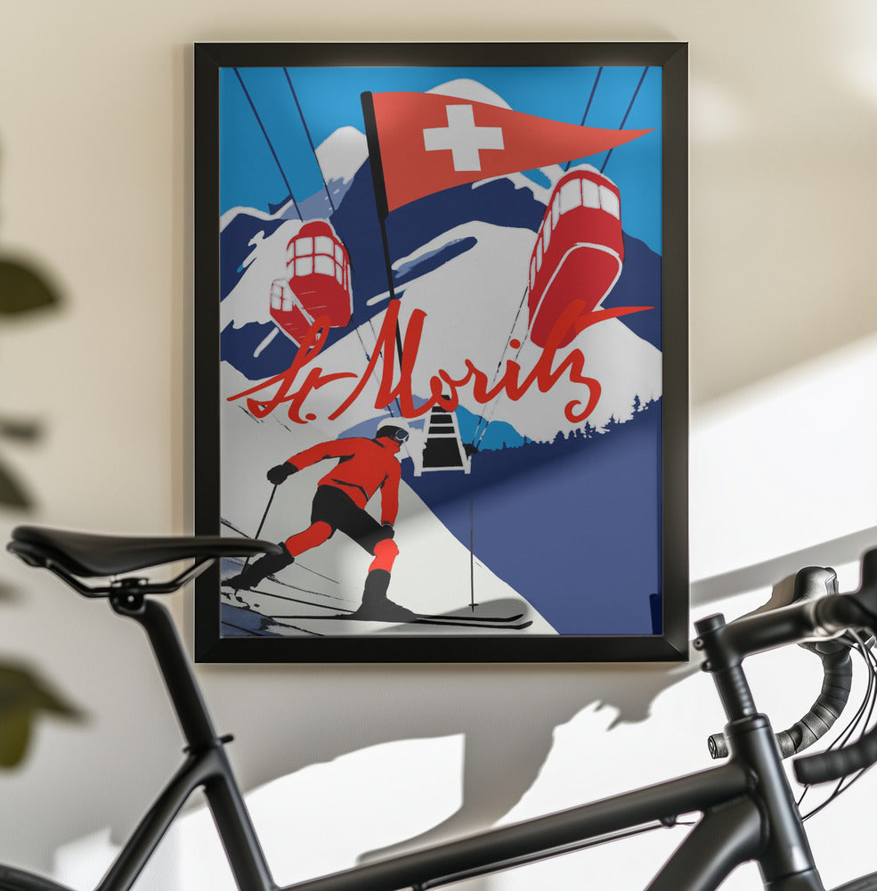 Winter Tourism: Vintage St.Moritz - Poster / Art Print - interiör