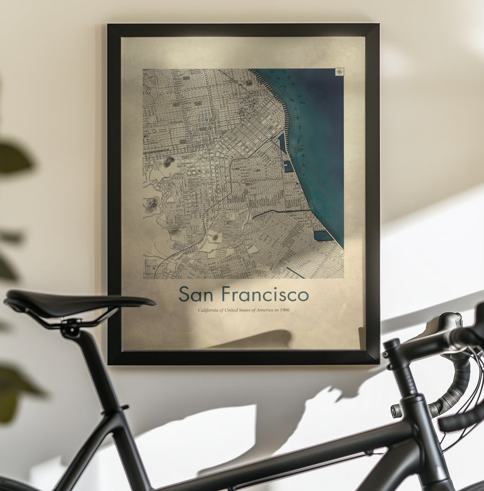San Francisco retro karta - Poster / Art Print - interiör