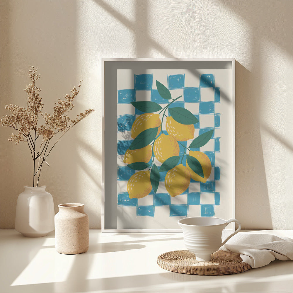 Lemon and Checks No 1 - Poster / Art Print - interiör