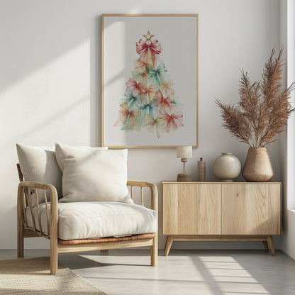 Christmas Ribbons Tree - Poster / Art Print - interiör