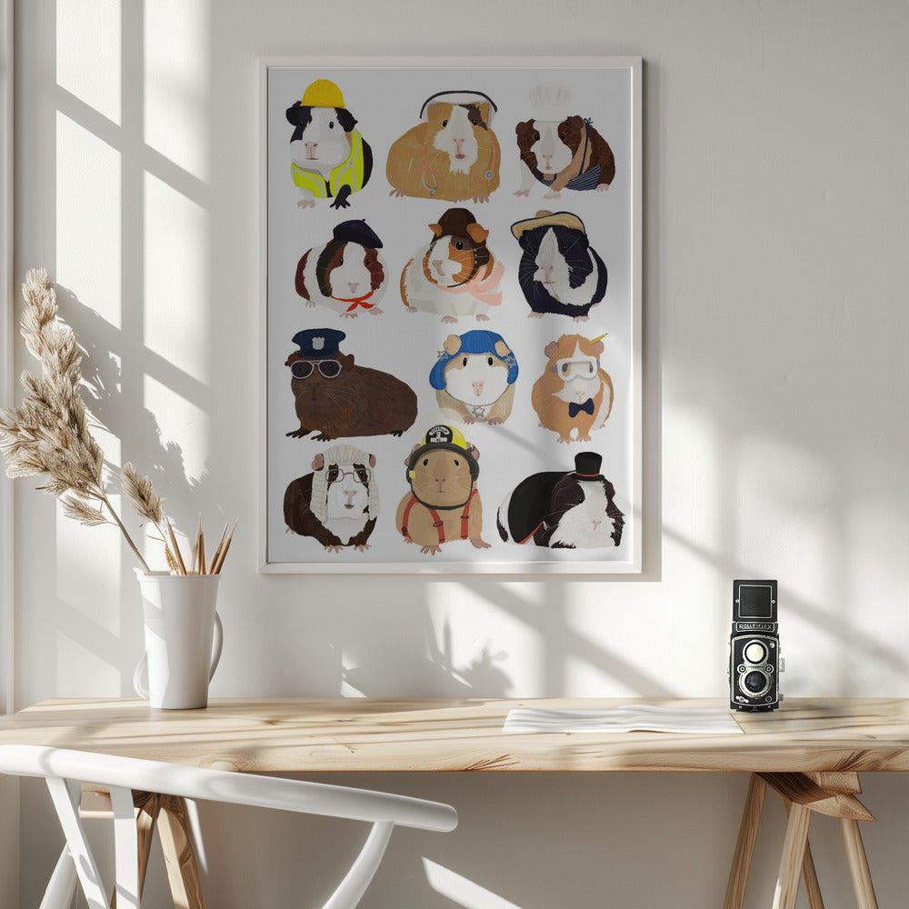 Guinea Pig Working Hr - Poster / Art Print - interiör