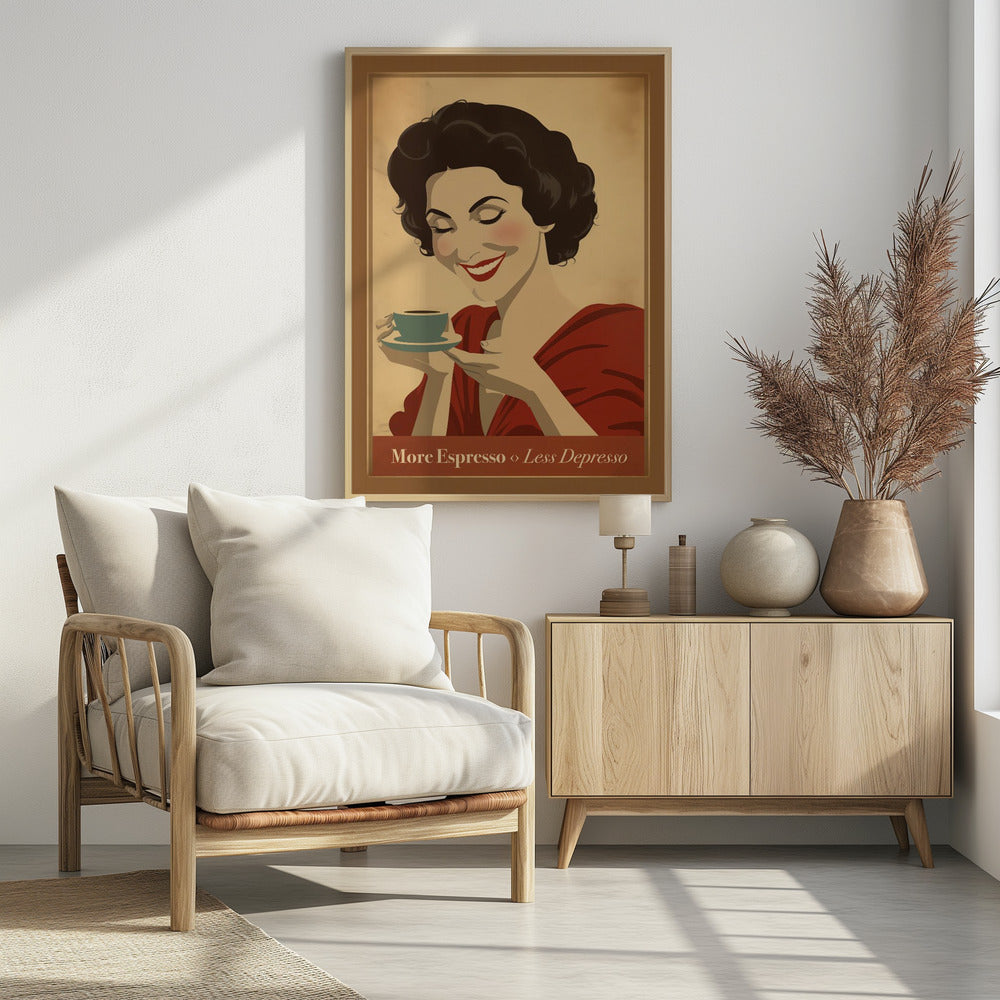More Espresso - Less Depresso - Poster / Art Print - interiör