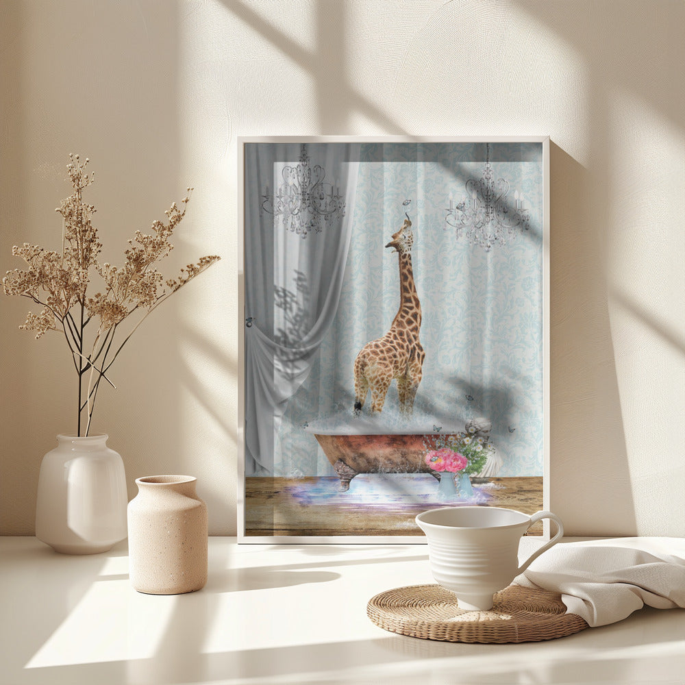 Giraffe & Bubbles - Poster / Art Print - interiör