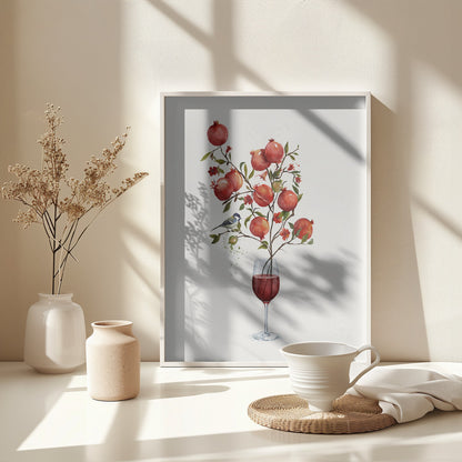 Pomegranate In a Glass of Wine - Poster / Art Print - interiör