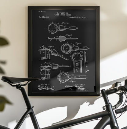 Capped Bottle Opener Patent 1894 - Poster / Art Print - interiör