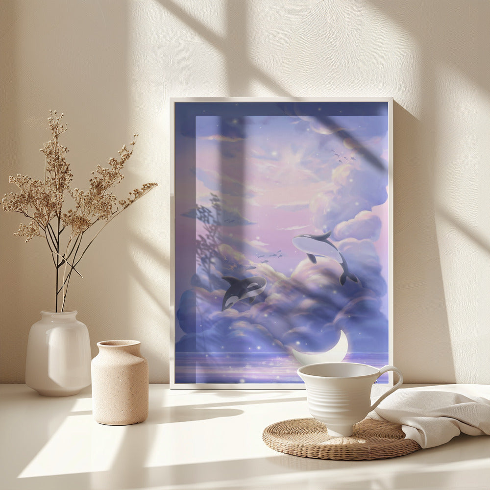 Fantasy Beautiful Whale - Poster / Art Print - interiör