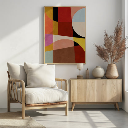 Warm Colors Bauhaus Geometry2 - Poster / Art Print - interiör