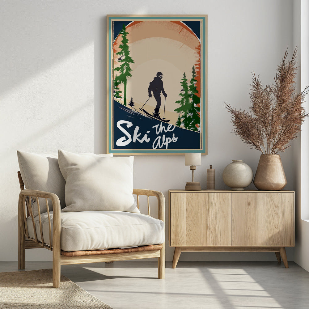 Winter Tourism: Vintage Ski the Alps Poster - Poster / Art Print - interiör