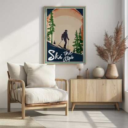 Winter Tourism: Vintage Ski the Alps Poster - Poster / Art Print - interiör