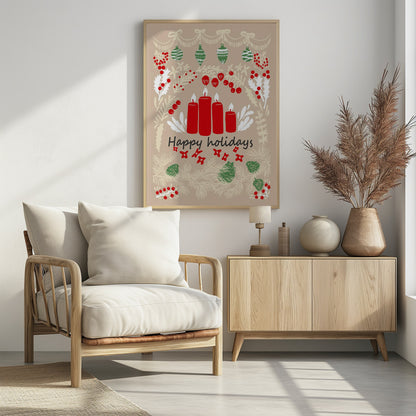 happy holidays - folk art illustration - Poster / Art Print - interiör