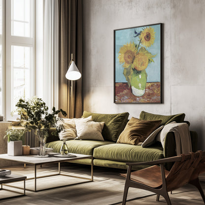 Vase With Three Sunflowers - Poster / Art Print - interiör
