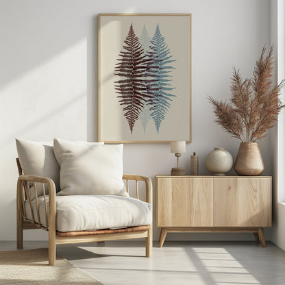 Chocolate and Teal Fern - Poster / Art Print - interiör