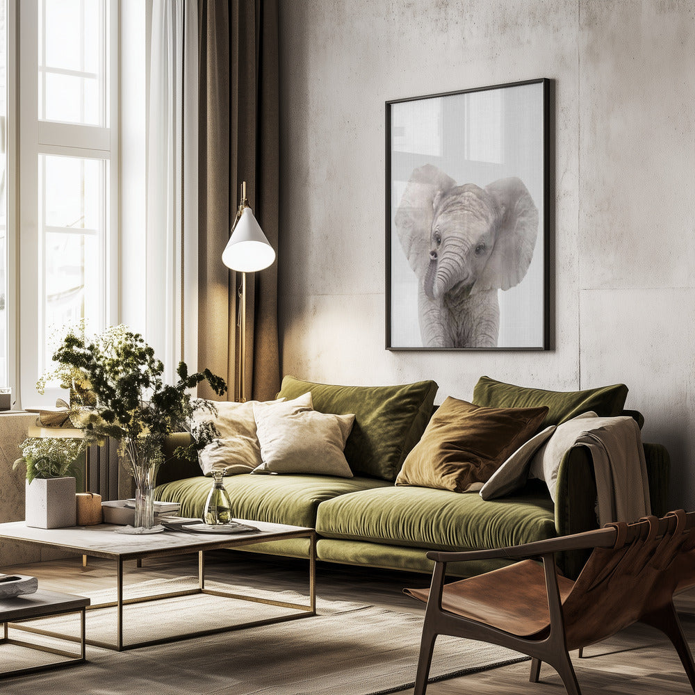 Peekaboo Baby Elephant - Poster / Art Print - interiör