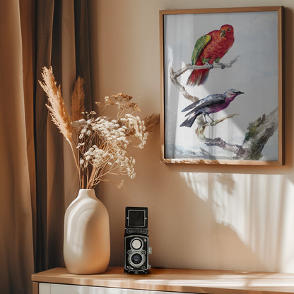 Two Birds, Including a Red Green Parrot - Poster / Art Print - interiör