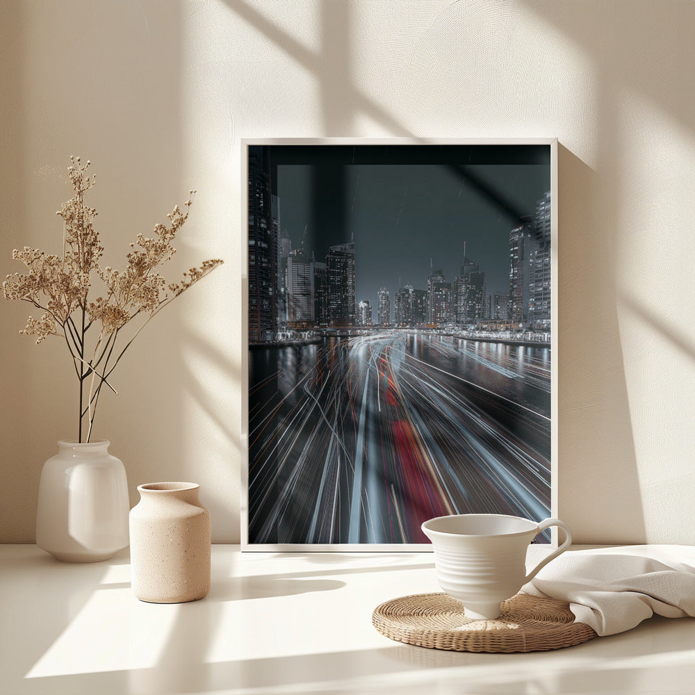Traffic jam in the Dubai canal - Poster / Art Print - interiör