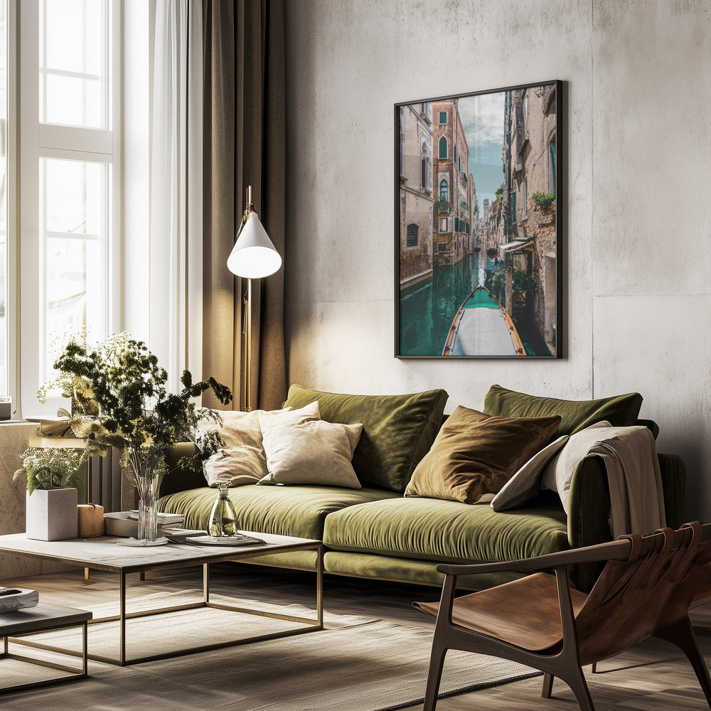Boat on the river - Poster / Art Print - interiör