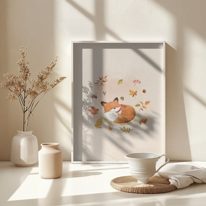 Fox In Fall Foliage - Poster / Art Print - interiör