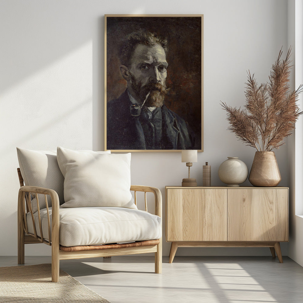 Vincent Van Gogh's Self Portrait With Pipe (1886) - Poster / Art Print - interiör