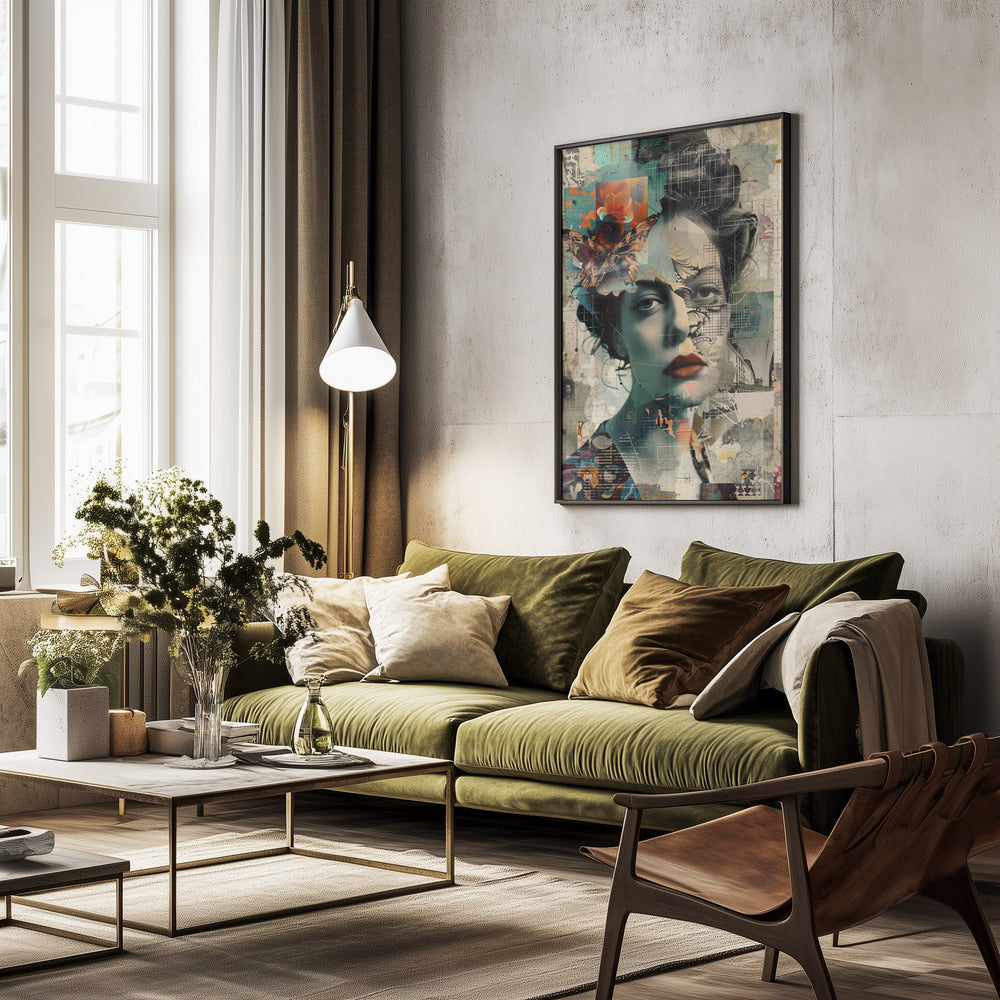The Collage Girl No 3 - Poster / Art Print - interiör
