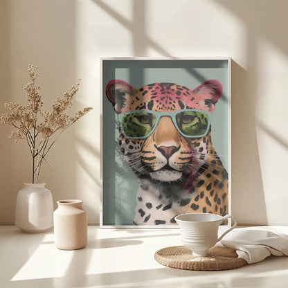 Leopard With Glasses - Poster / Art Print - interiör