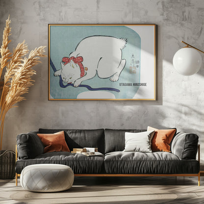 Japanese White Cat (1863) Vintage Woodblock Print - Poster / Art Print - interiör