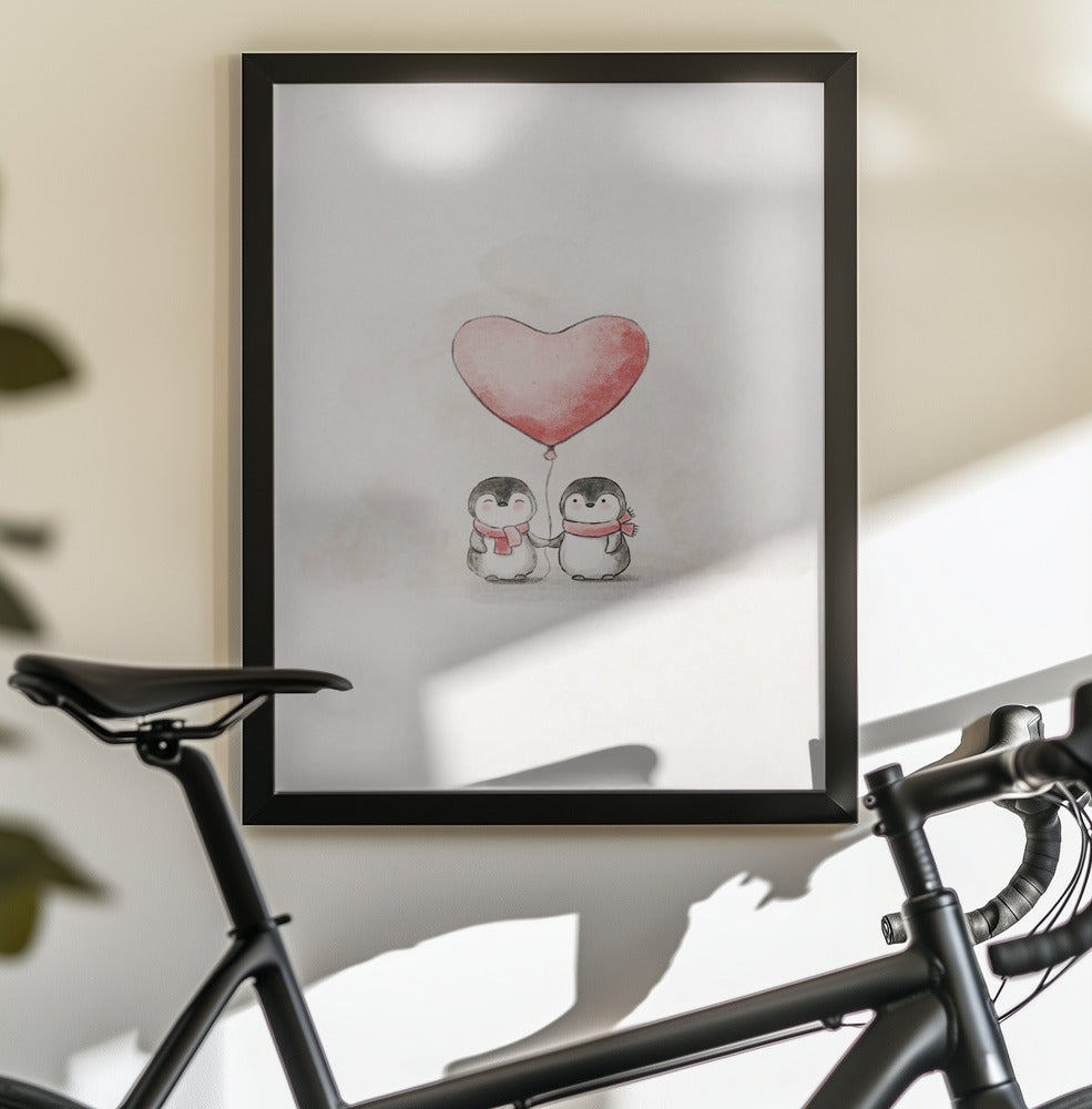 Penguin in Love - Poster / Art Print - interiör