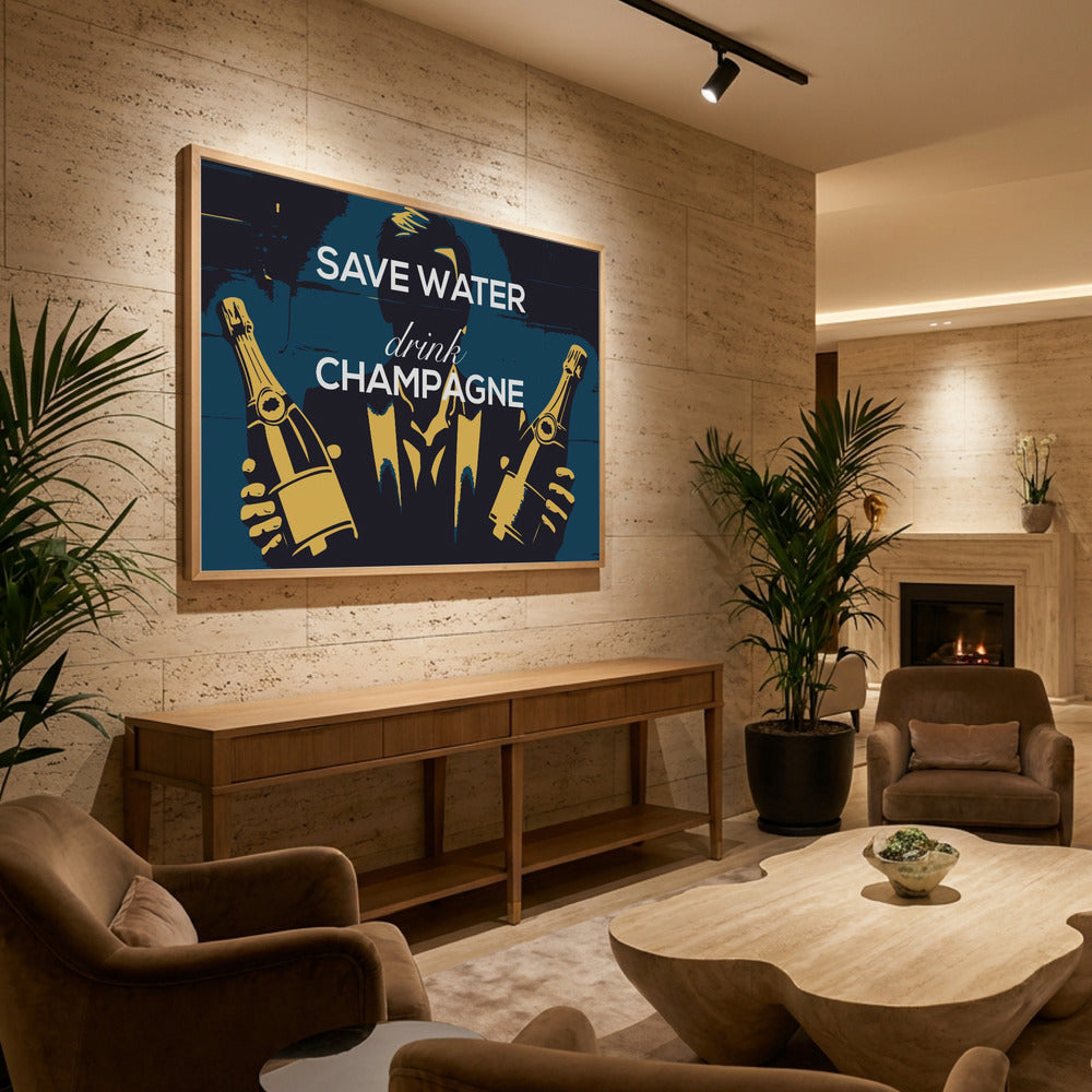 Save water - Drink champagne - Poster / Art Print - interiör
