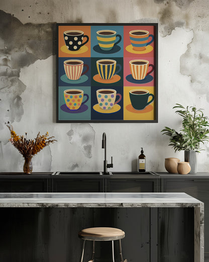 Colorful Coffee Cups - Poster / Art Print - interiör