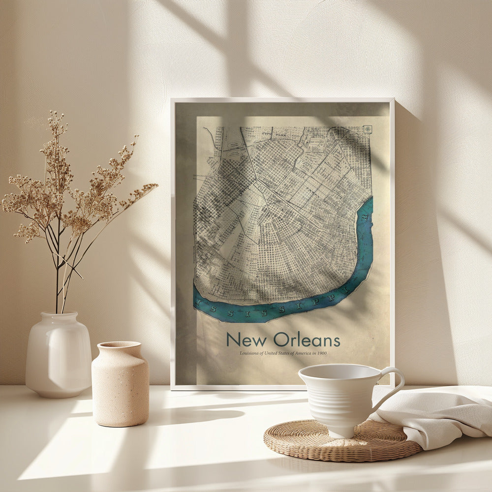 New Orleans karta - Poster / Art Print - interiör