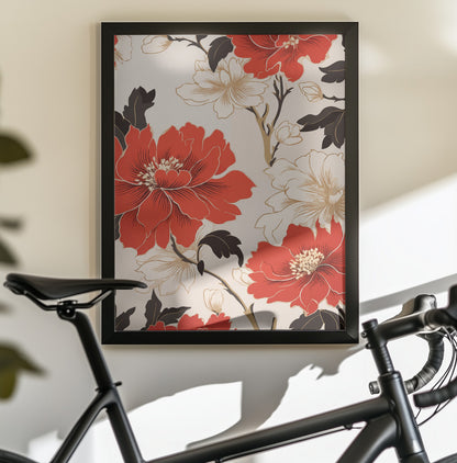 Red And White Flowers - Poster / Art Print - interiör