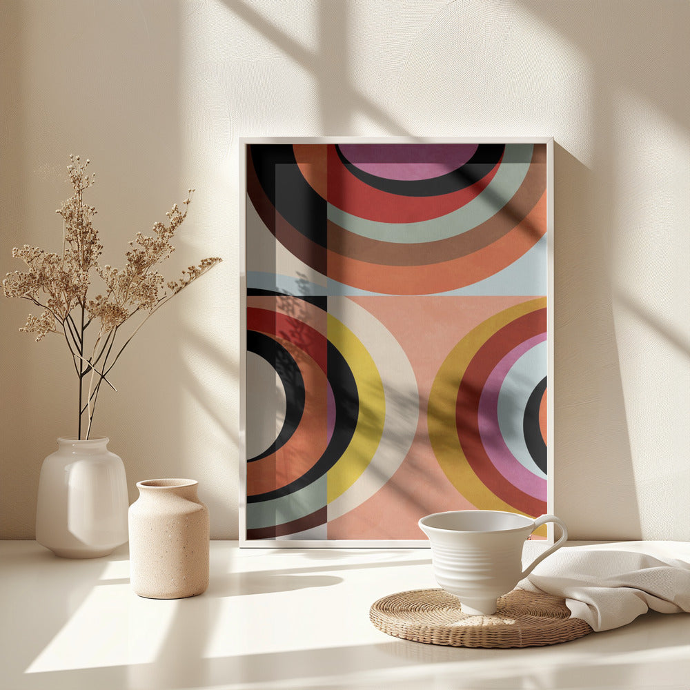 Warm Colors Bauhaus Geometry3 - Poster / Art Print - interiör