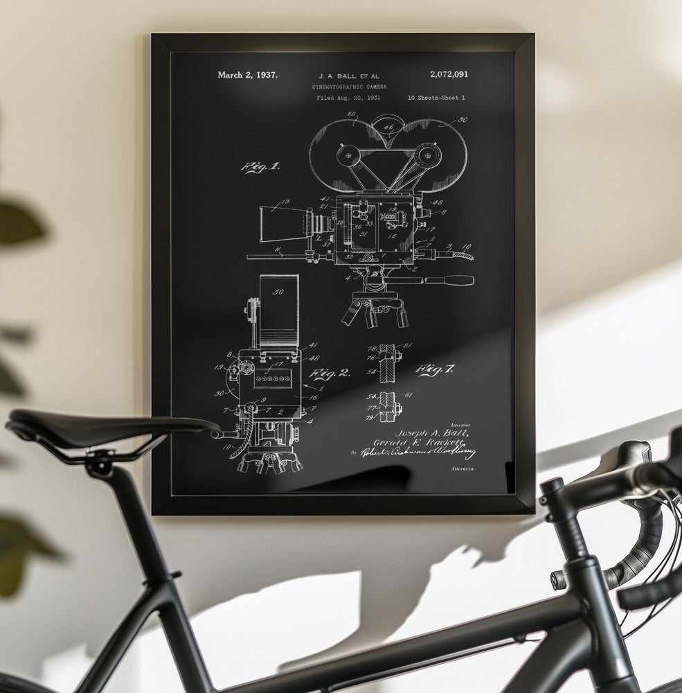 Cinematographic Camera Patent 1937 - Poster / Art Print - interiör