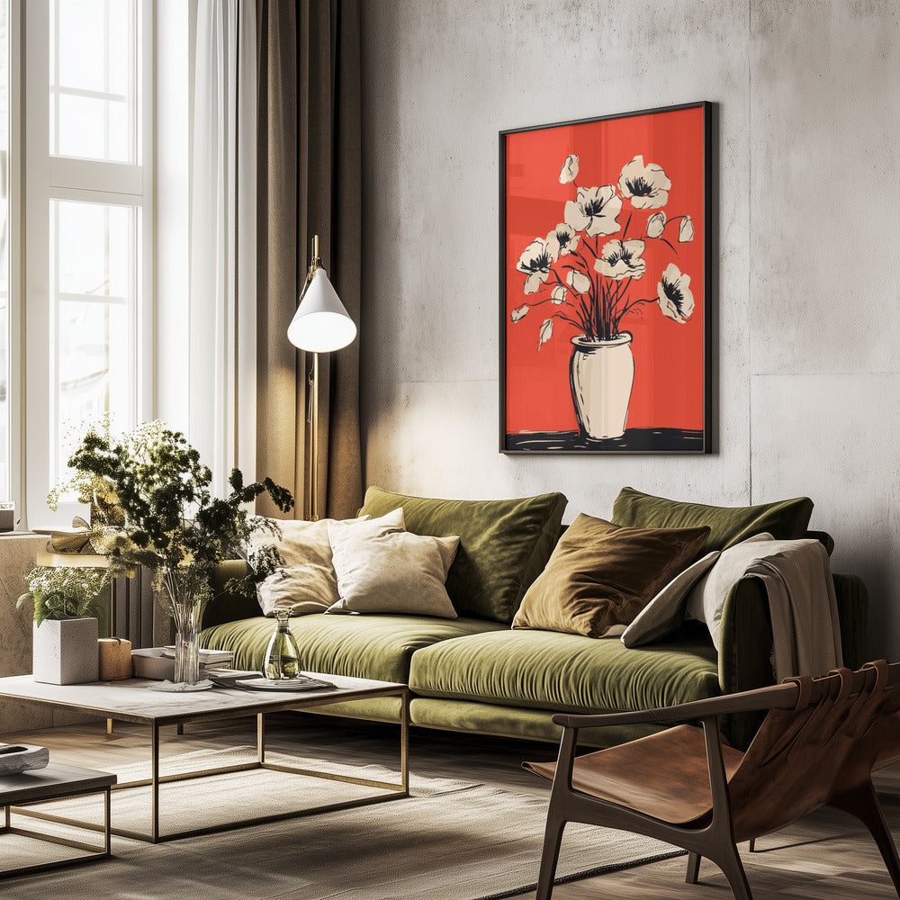 Poppies in a Vase - Poster / Art Print - interiör