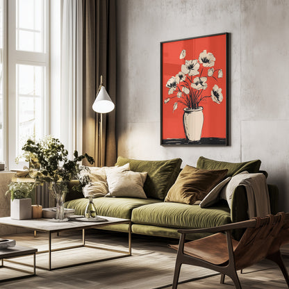 Poppies in a Vase - Poster / Art Print - interiör