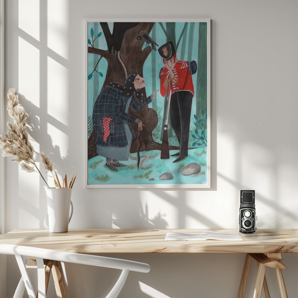 Fairy tale soldier and the witch - Poster / Art Print - interiör