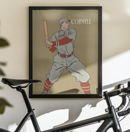Vintage Drawing of a Baseball Player Holding a Bat - Poster / Art Print - interiör