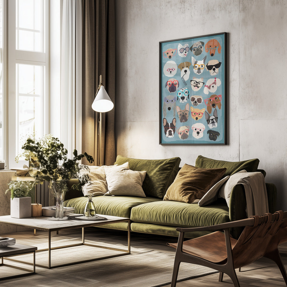 Puzzle Dogs In Glasses - Poster / Art Print - interiör