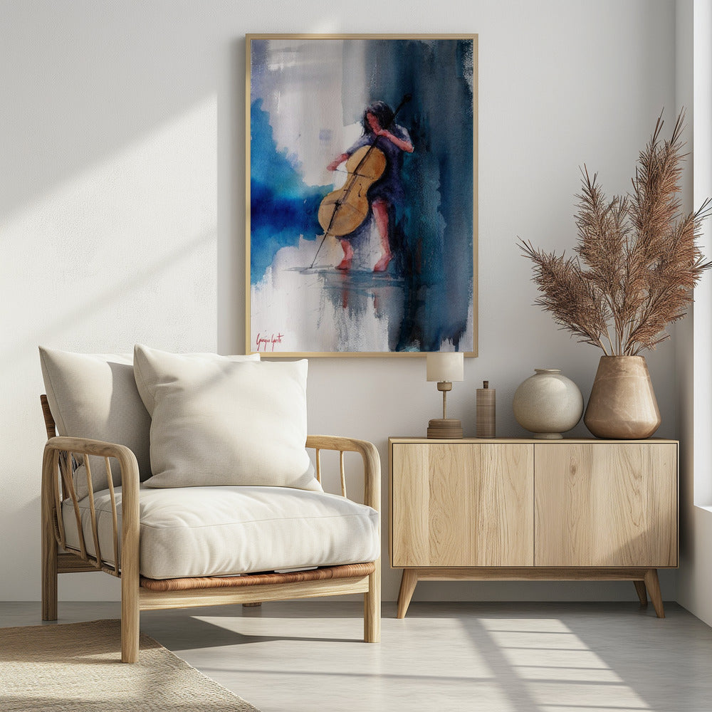 A Musician Playing A Cello - Poster / Art Print - interiör