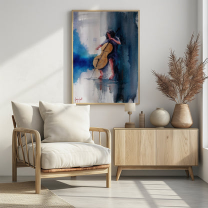 A Musician Playing A Cello - Poster / Art Print - interiör