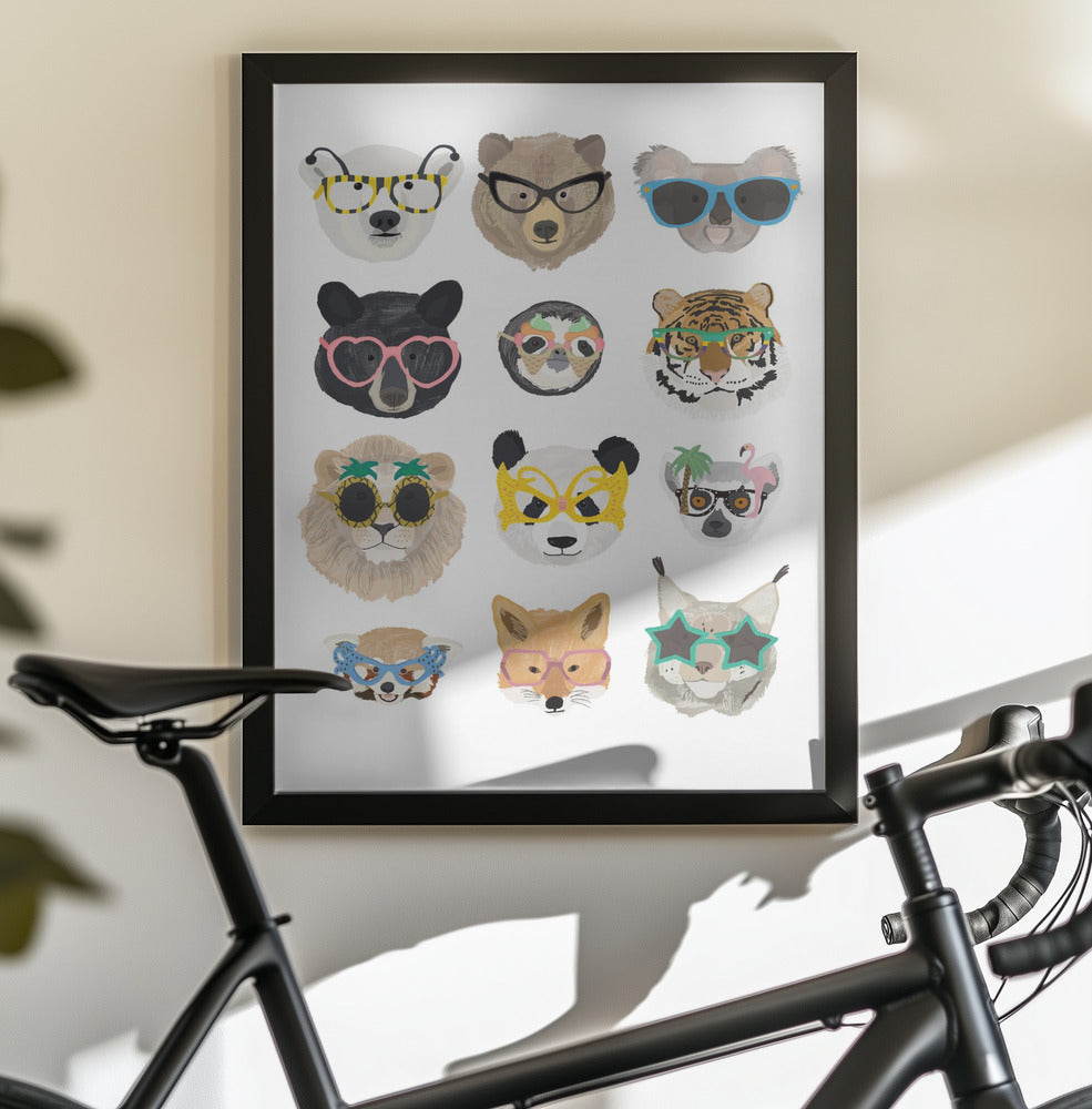 Big Cats in glasses print - Poster / Art Print - interiör