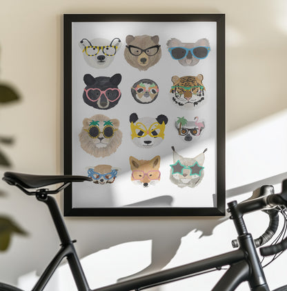 Big Cats in glasses print - Poster / Art Print - interiör