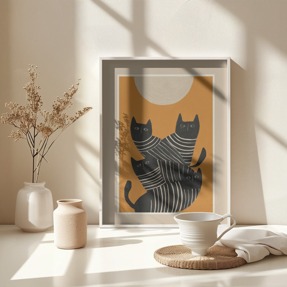Abstract Black Cats - Poster / Art Print - interiör